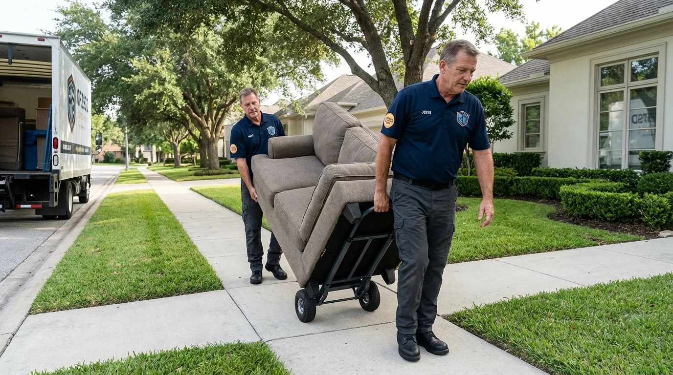 Local residential moving crew loading furniture in Clintonville, WI